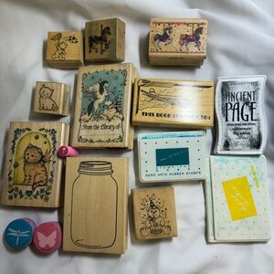 Lot of 15 miscellaneous stamps and three ink pads